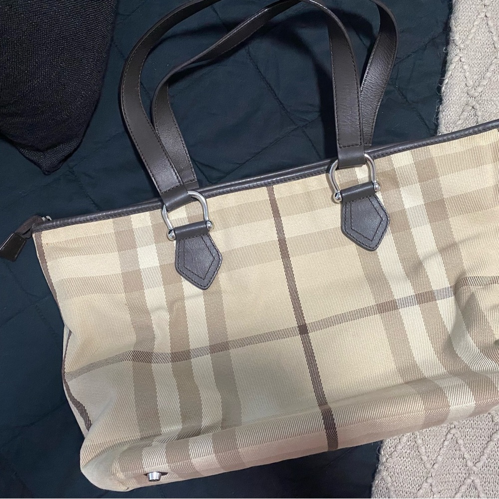 Burberry Tan Plaid cloth purse